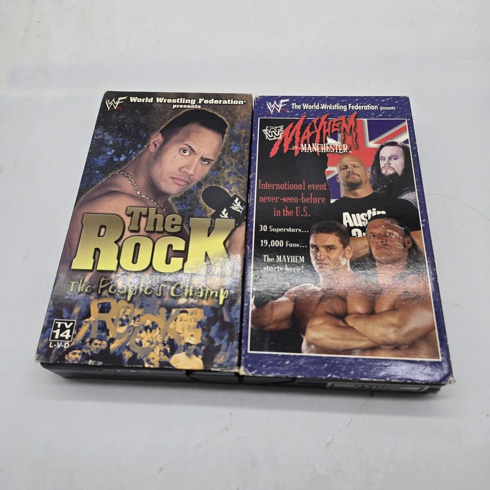 WWF VHS Lot Of 2 The Rock People's Champ Mayhem In Manchester Dwayne Johnson
